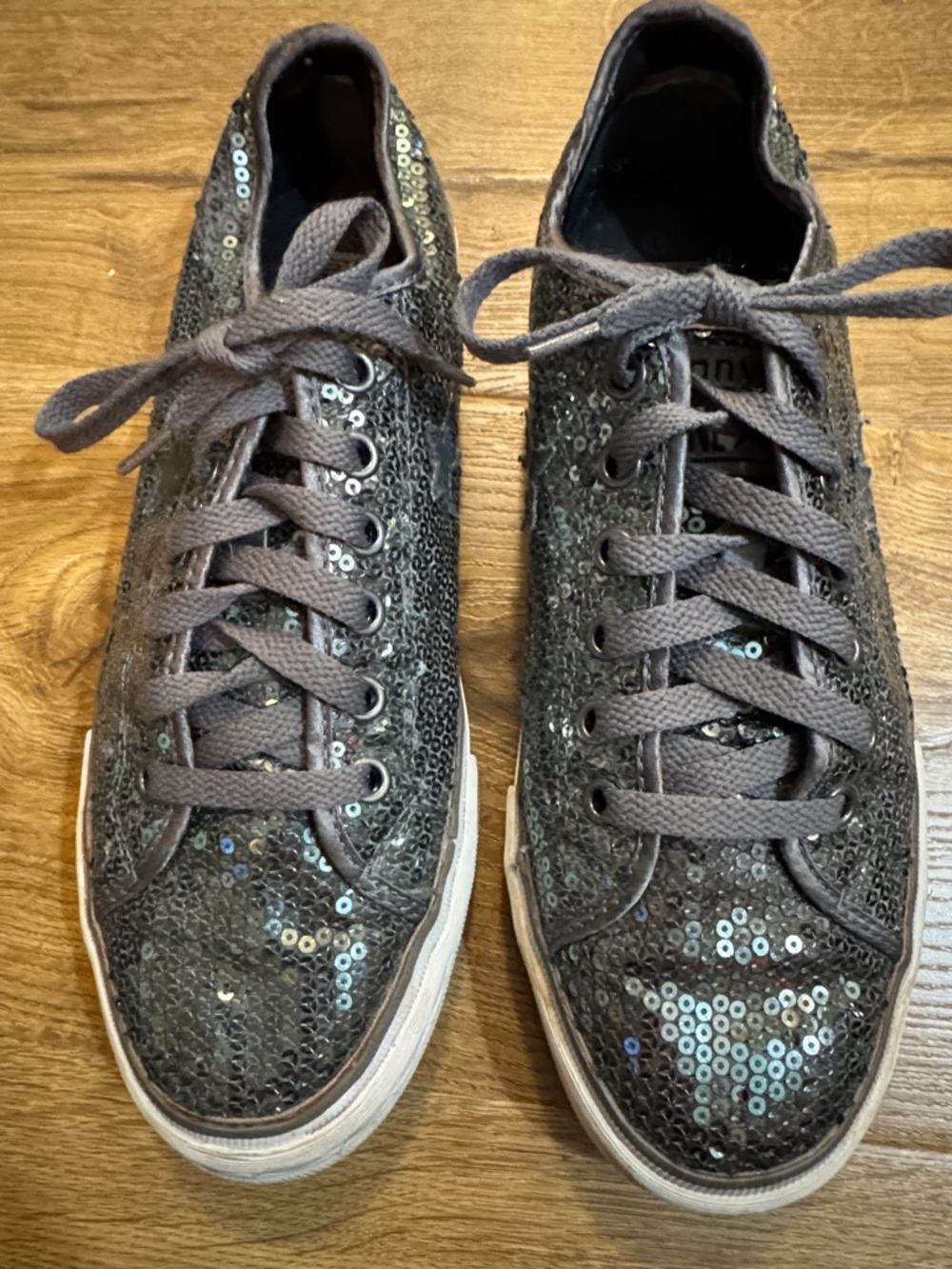Women's Converse Gray Sequin Lace-Up Sneakers